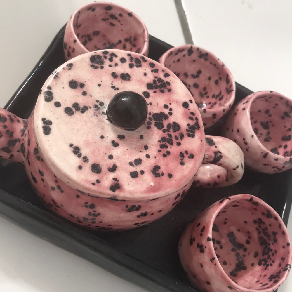 Handmade ceramic teapot set with 4 cups